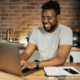 Young man working from home